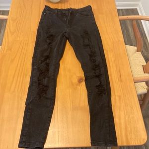 Black destroyed stretch skinny jeans